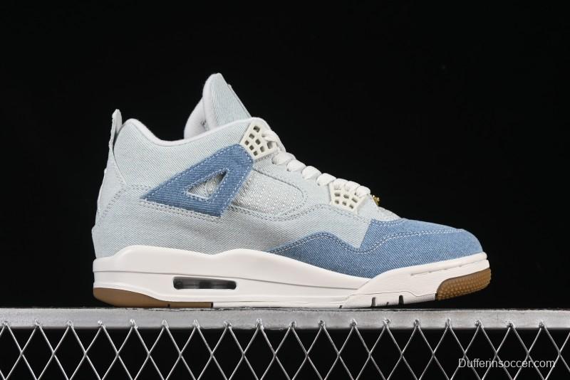 Nike Air Jordan 4 Retro Denim "Worn Blue" Sneakers with Distressed Wash Finish - IB6716-100