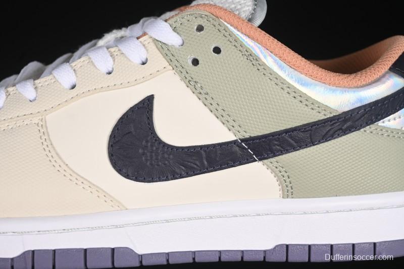 Nike Dunk Low Floral Swoosh Floral Theme Low-Top Casual Sneakers - HV5750-133