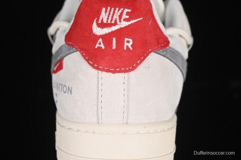 Nike Air Force 1 '07 Low LV Collaboration Two-Tone Red Heel Drawstring Casual Sneakers - DM6868-084