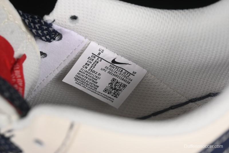 Nike Air Force 1 '07 Low Stussy Collaboration Dual-Tone Blue Red Logo Casual Sneakers - HH7518-072