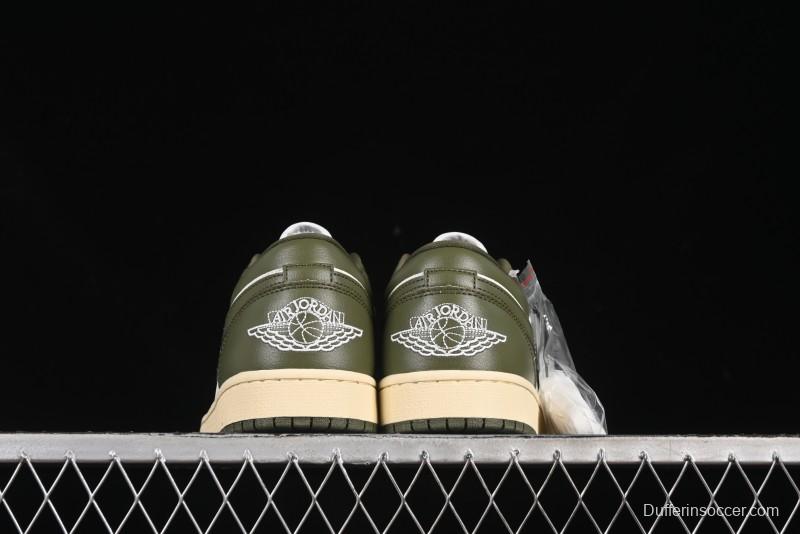 Nike Air Jordan 1 Low AJ1 Military Green White Casual Lifestyle Sneakers - DC0774-122