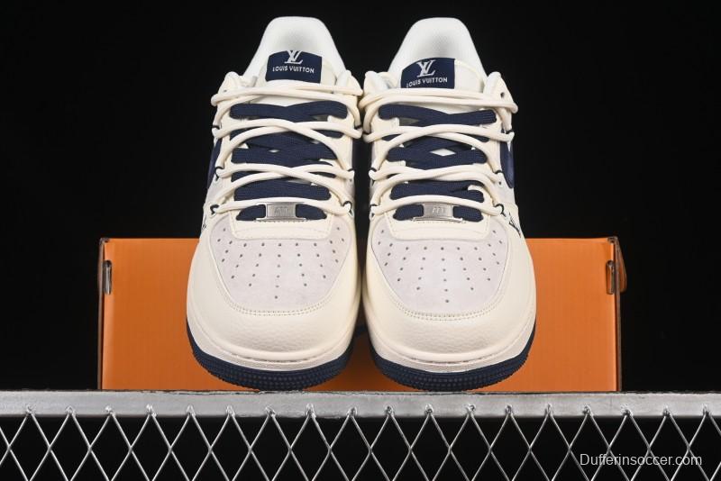 Nike Air Force 1 '07 Low LV Collaboration Blue Swoosh Drawstring Casual Sneakers - DM6868-083