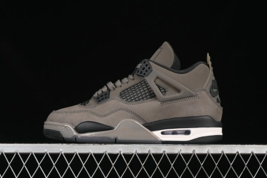 Nike Air Jordan 4 Retro Sneakers in Cave Stone Brown Suede with Black Mesh - FV5029-200