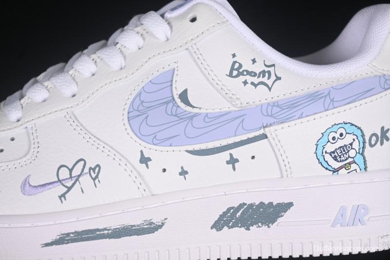 Nike Air Force 1'07 Low "Sesame Street" Custom Casual Sneakers - FB8971-080