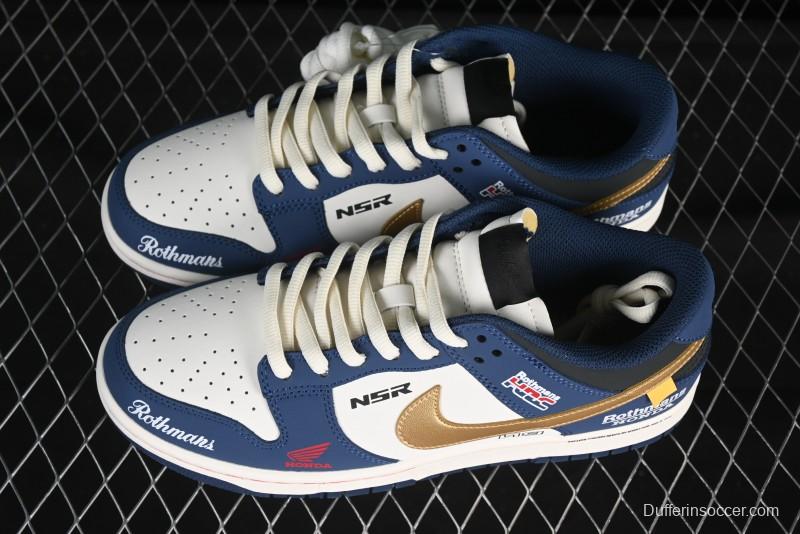 Nike SB Dunk Low Retro White Blue Anniversary Custom Low-Top Casual Skate Shoes - MU0232-365