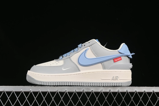 Nike Air Force 1'07 Low Supreme Collaboration Light Blue Swoosh Casual Sneakers - XS3464-577