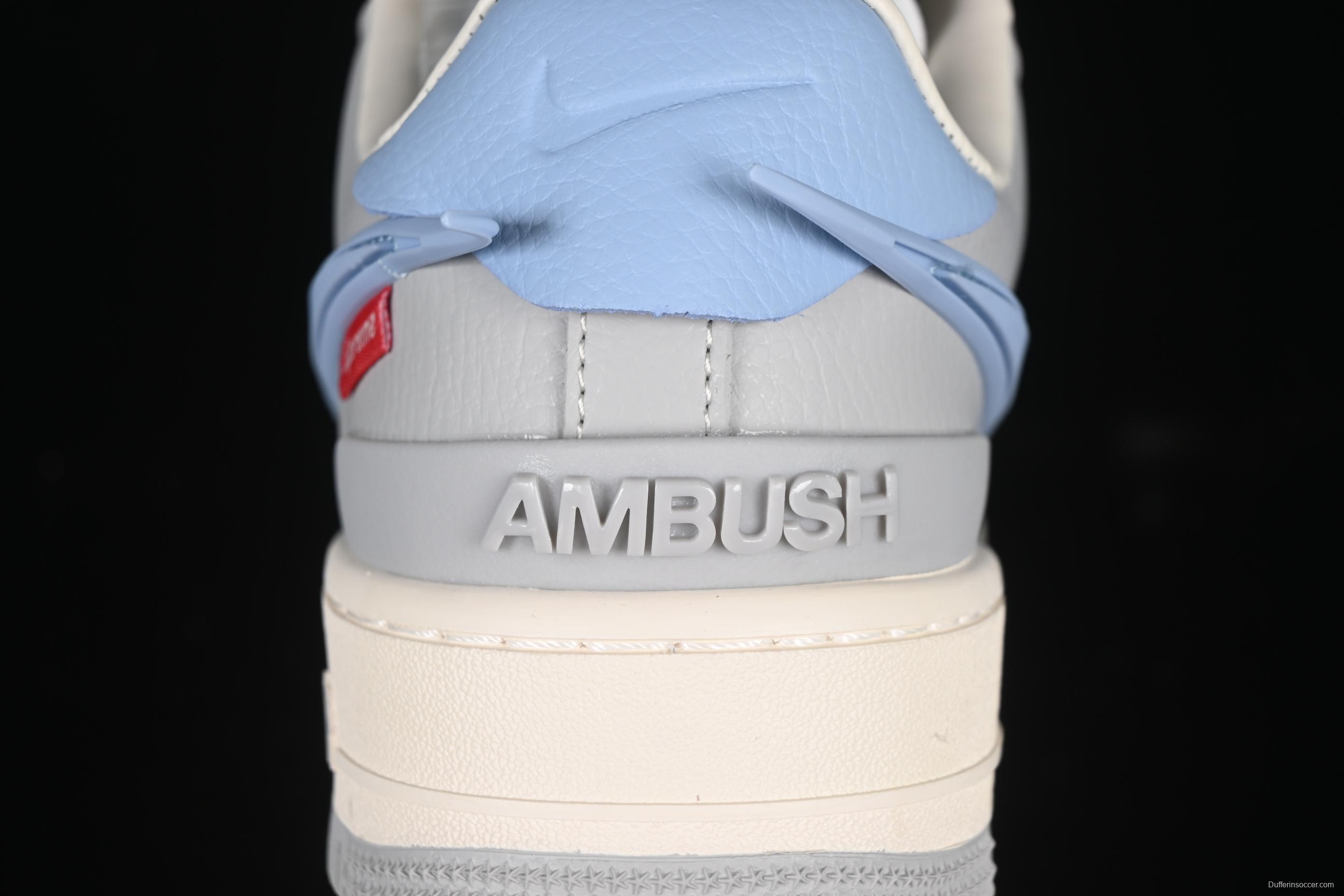 Nike Air Force 1'07 Low Supreme Collaboration Light Blue Swoosh Casual Sneakers - XS3464-577