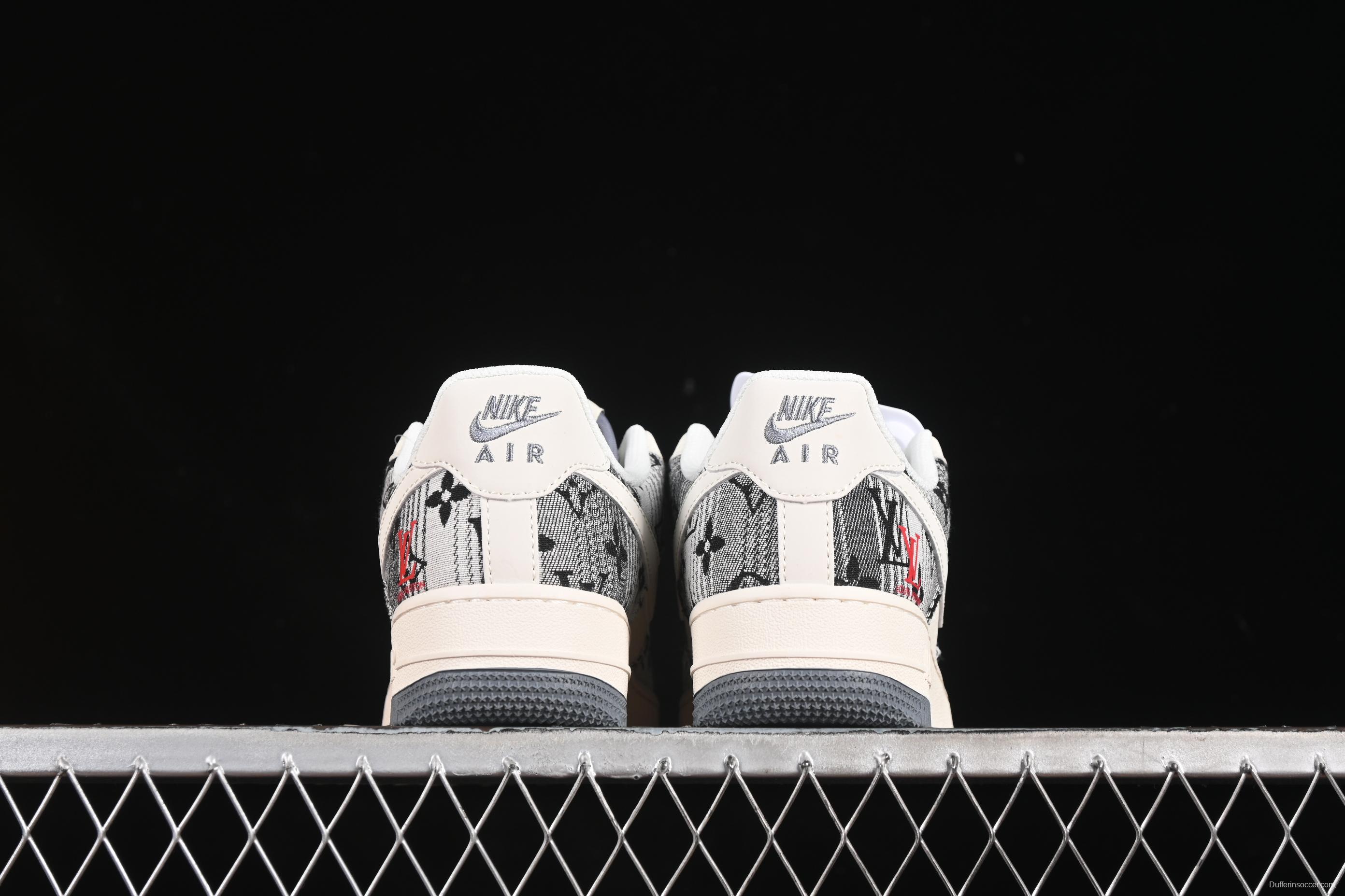 Nike Air Force 1 '07 Low LV Collaboration Black Grey Printed Denim Casual Sneakers - XS1958-587