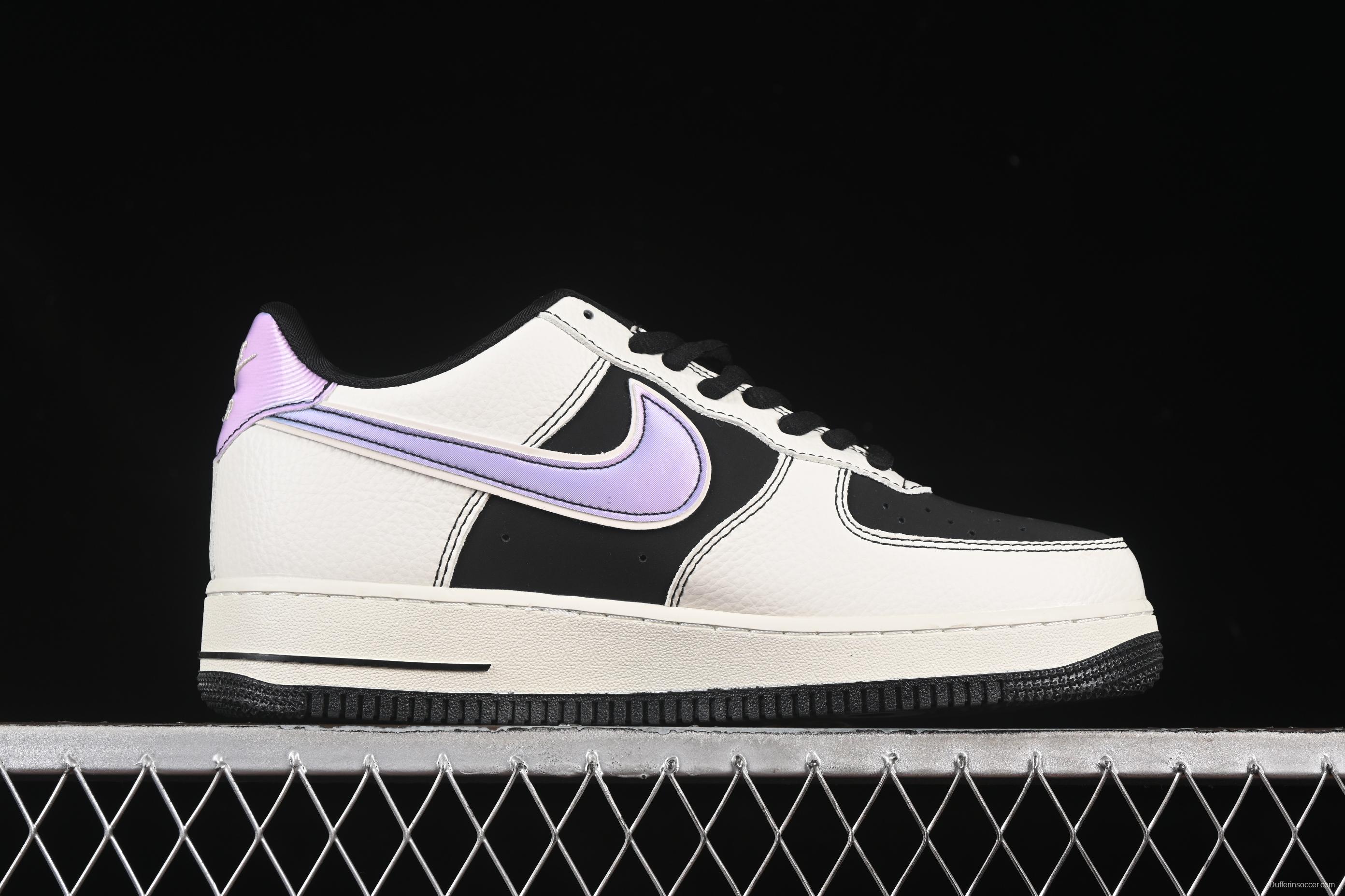 Nike Air Force 1'07 Low UN Collaboration Casual Sneakers in Black White Purple - SC9207-528
