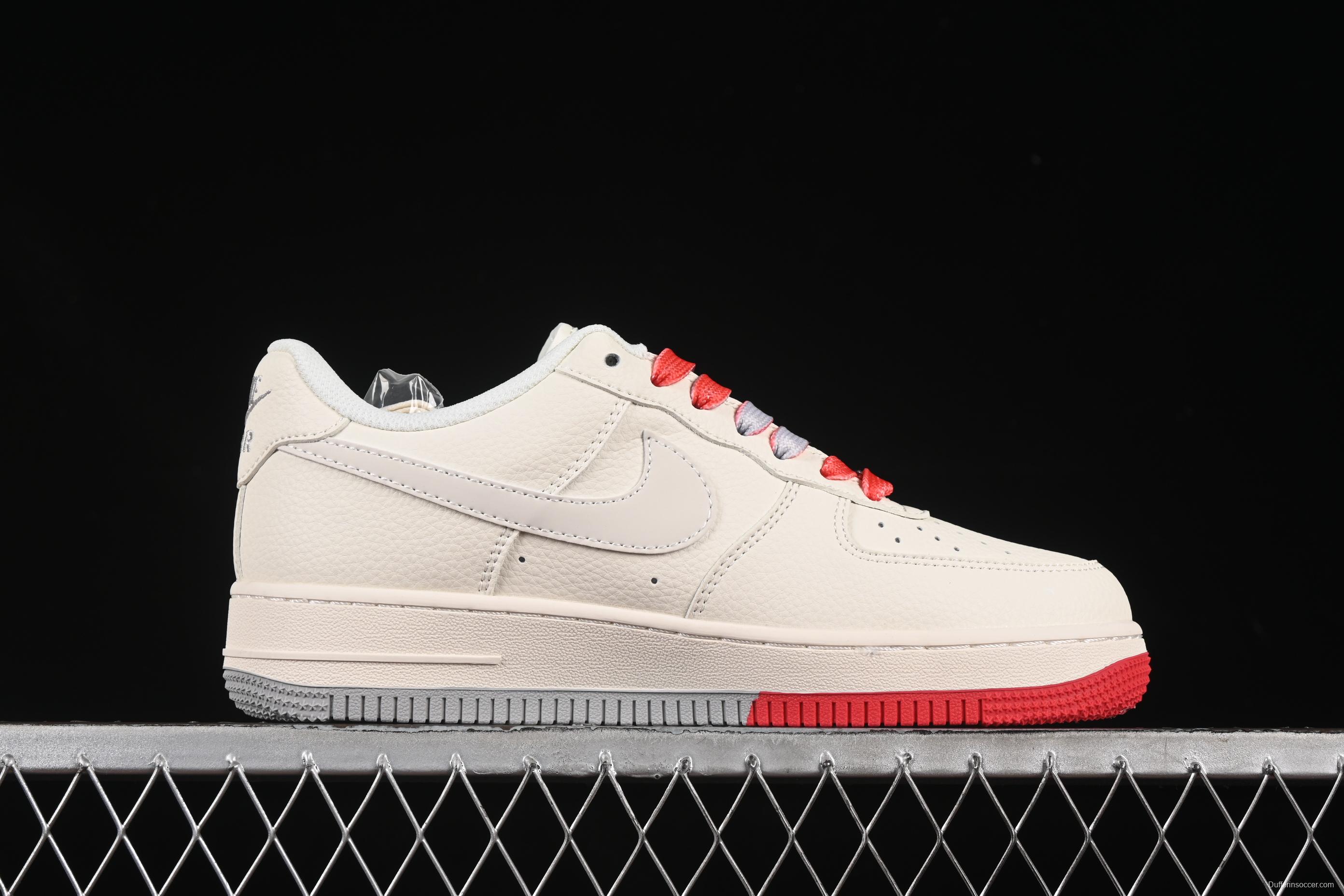 Nike Air Force 1 '07 Low Supreme Collaboration Two-Tone Red Grey Casual Sneakers - XX3168-157