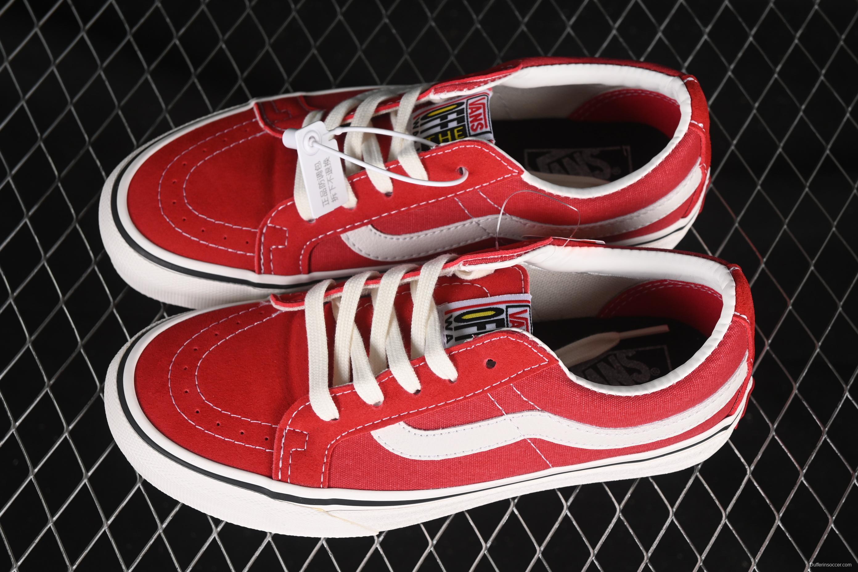 Vans Sk8-Low White Red Anti-Slip Casual Skate Shoes - VN0A4UWIXGJ