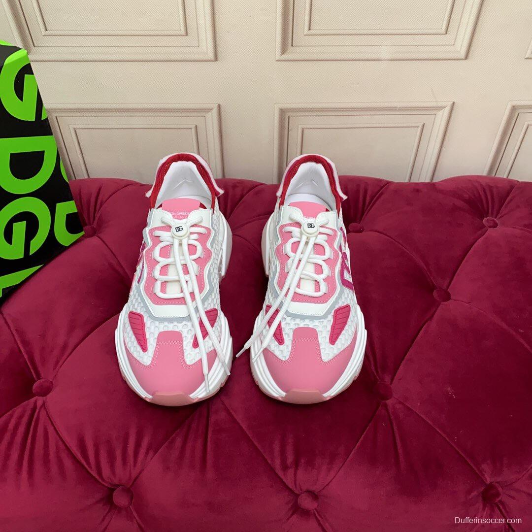 2025 Women Dolce & Gabbana White Pink Mesh Sneakers LY00330(F)