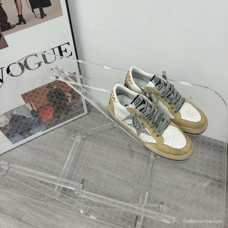 2024 Unisex GGDB White Beige Glitter Suede Leather Low Top Sneakers MJ00260