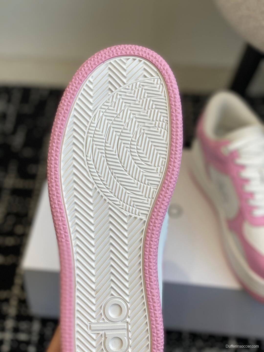 2025 Women Alo White Pink Leather Sneakers KFY00280