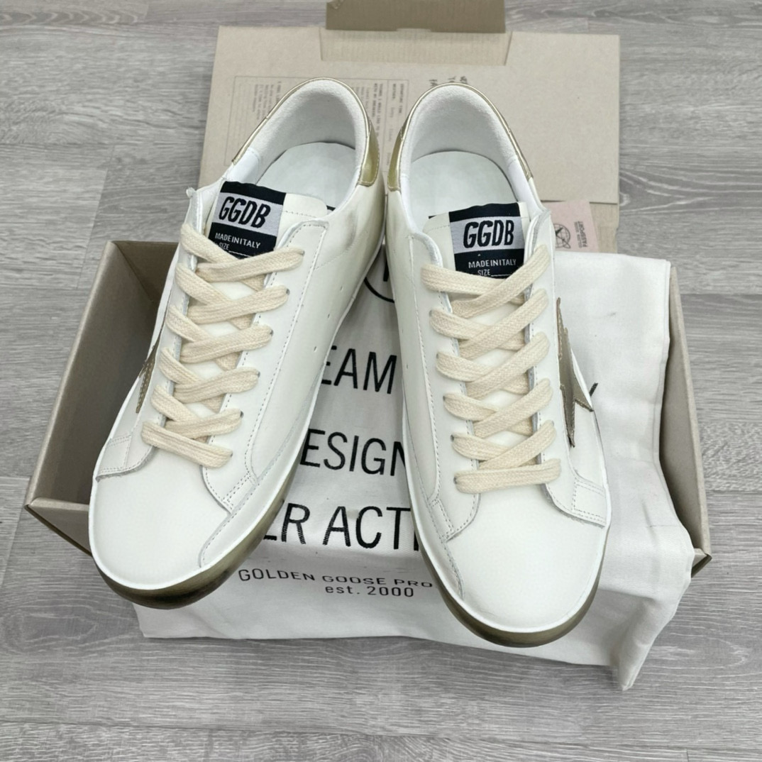 2025 Men GGDB White Beige Leather Sneakers