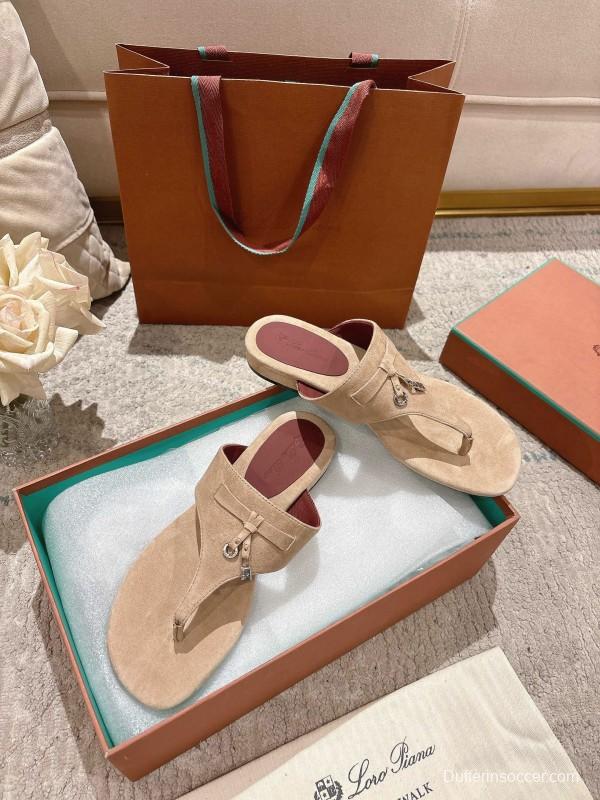 2025 Slippers LP Beige Suede Thong Sandal LY00250