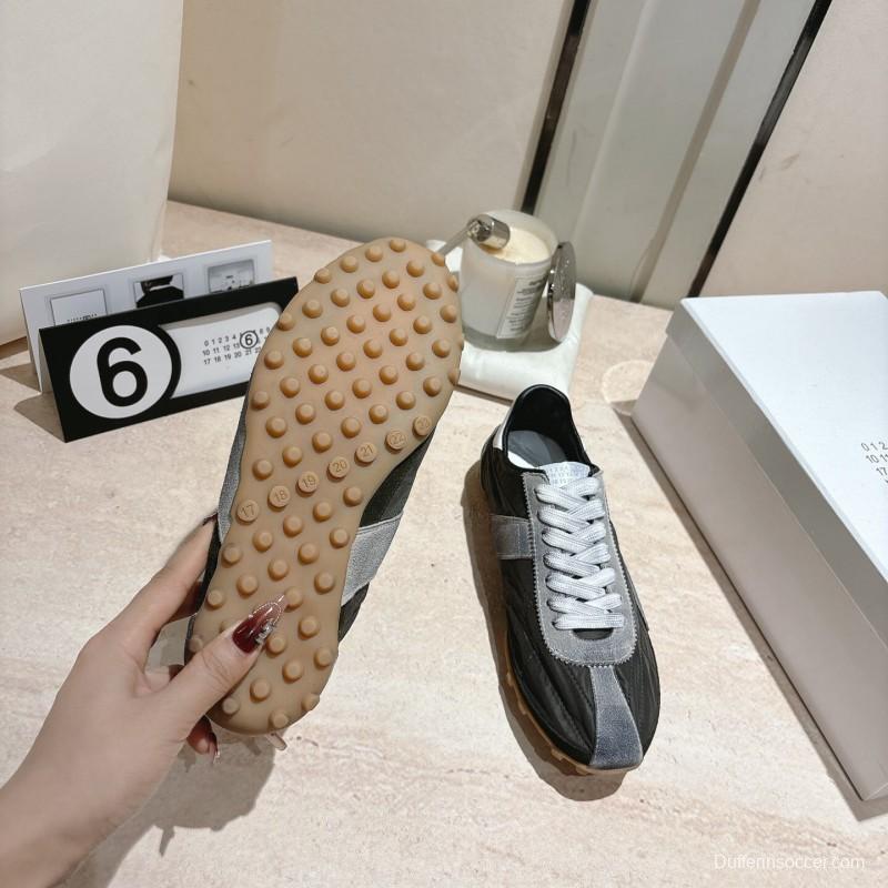 2025 Unisex Maison Margiela Black Grey Nylon Suede Sneakers Distressed LY00360