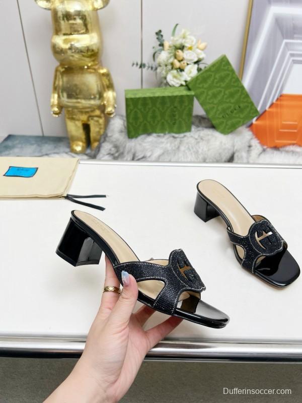 2025 Gucci Black Leather Slippers