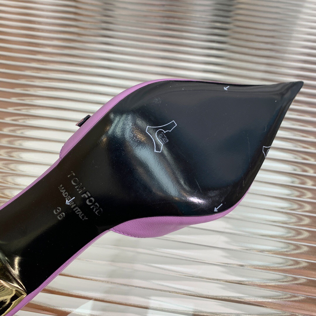 2025 Women TOM FORD Purple Gold Leather Mules