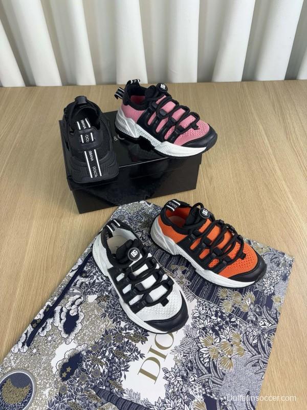 2024 Kids Dolce & Gabbana Black Orange White Pink Fabric Sneakers