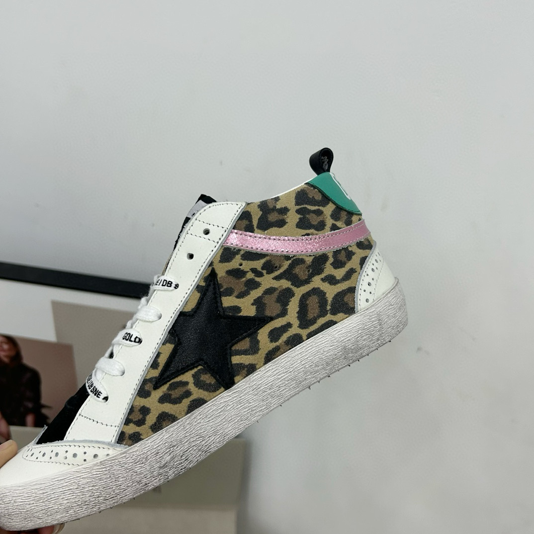 2024 Unisex GGDB Leopard Pink Green Leather Suede High Top Sneakers MJ00300