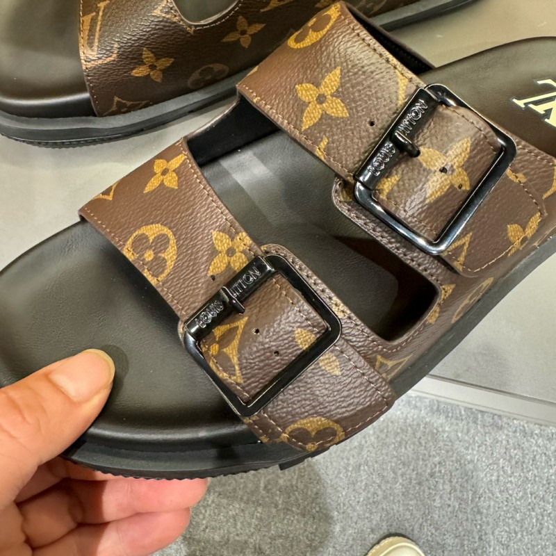 2024 Men Louis Vuitton Brown Leather Slippers MJ00210