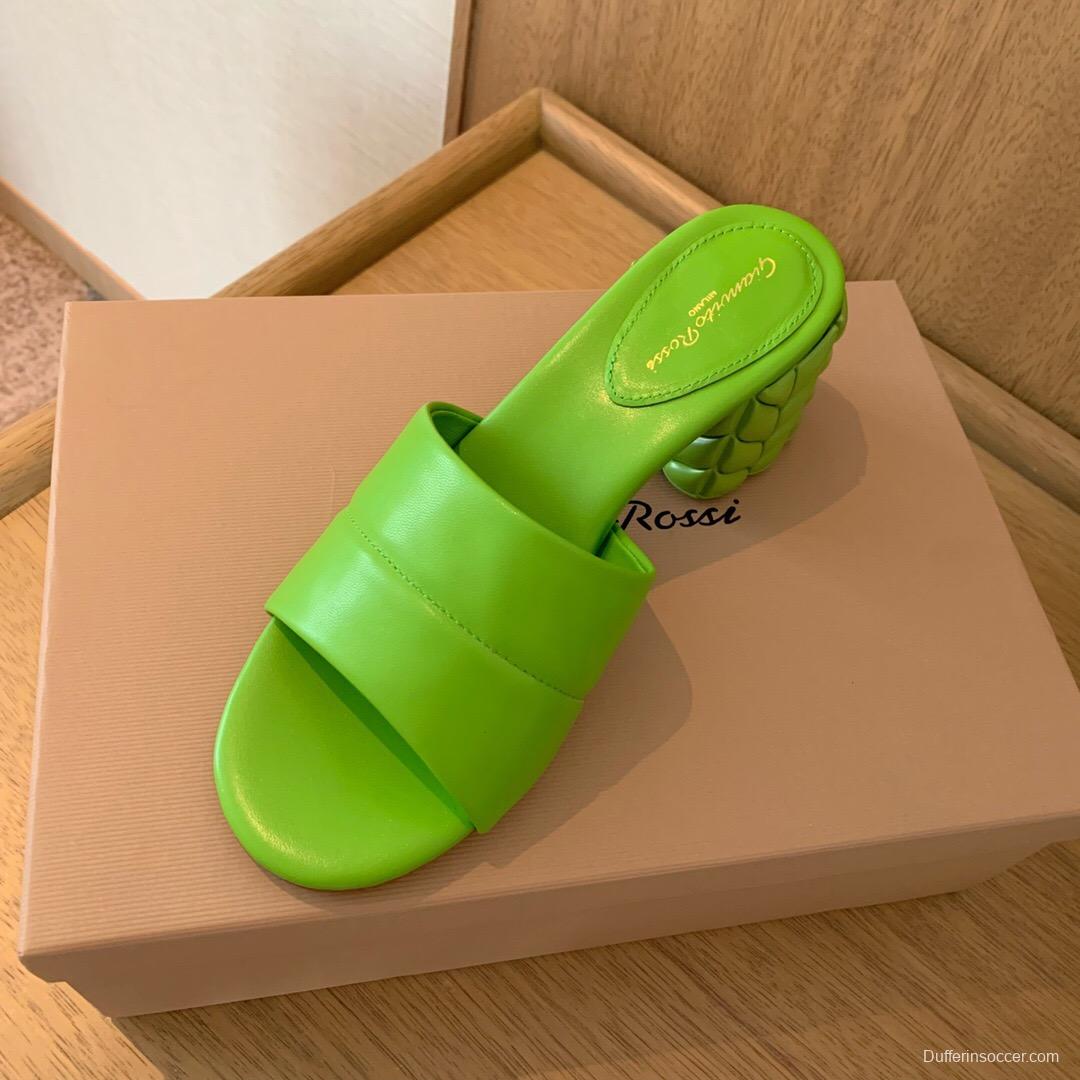 2025 Women Gianvito Rossi Green Leather Slippers KFY00260