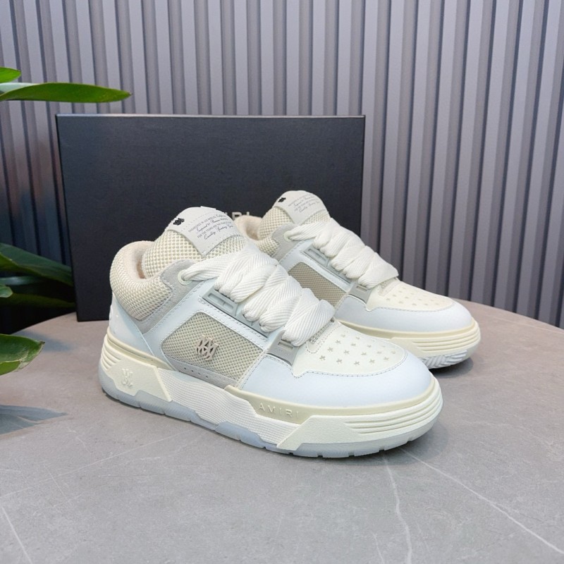 2024 Unisex Amiri White Mesh Leather Sneakers MJ00360