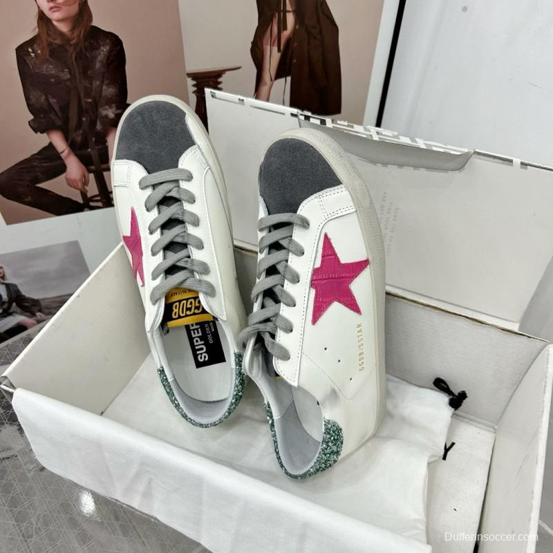 2025 Women GGDB White Pink Grey Glitter Leather Suede Sneakers