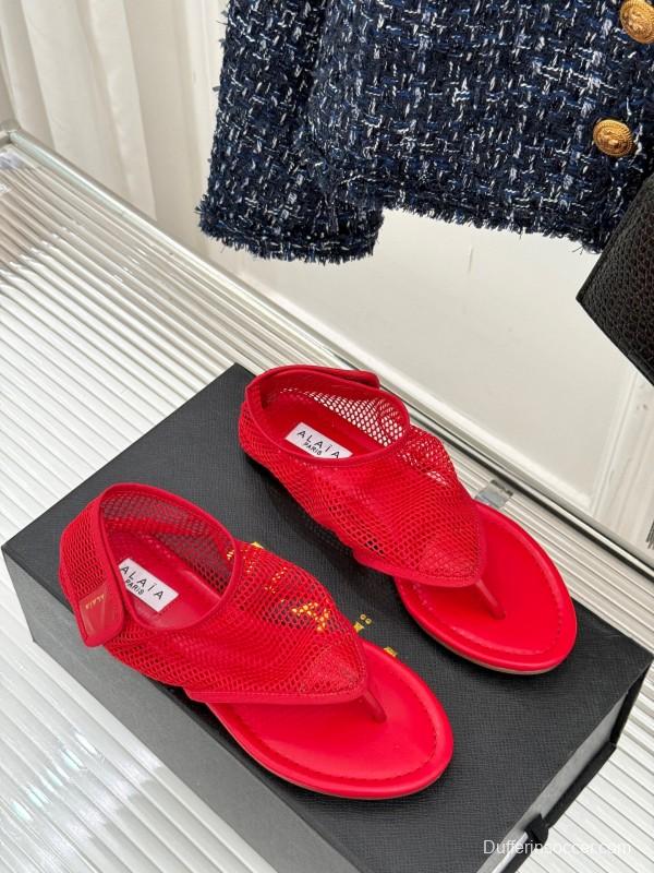 2025 Women YSL Red Mesh Sandals