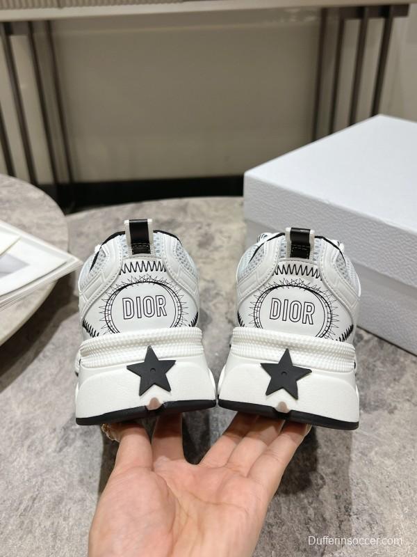 2025 Women Dior White Mesh Leather Sneakers