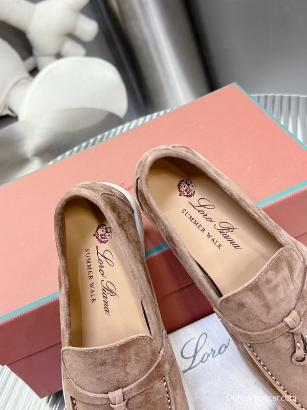 2024 Men Loro Piana Brown Suede Loafers MJ00270