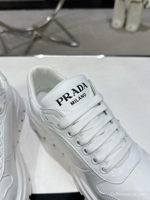 2025 Men Prada White Leather Sneakers KFY00310