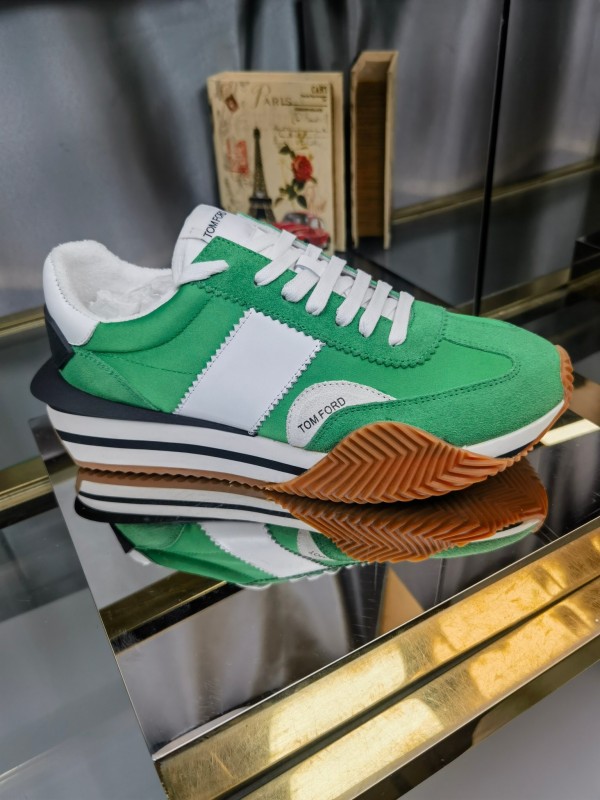 2025 Unisex TOM FORD Green White Suede Leather Sneakers LY00360(F)/LY00370(M)