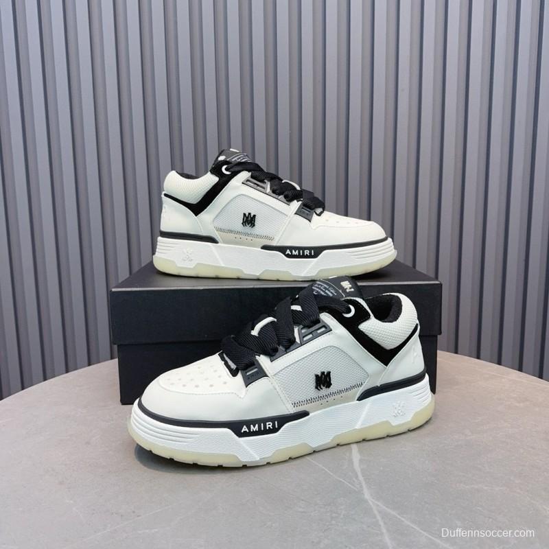 2024 Unisex Amiri Black White Leather Sneakers MJ00360