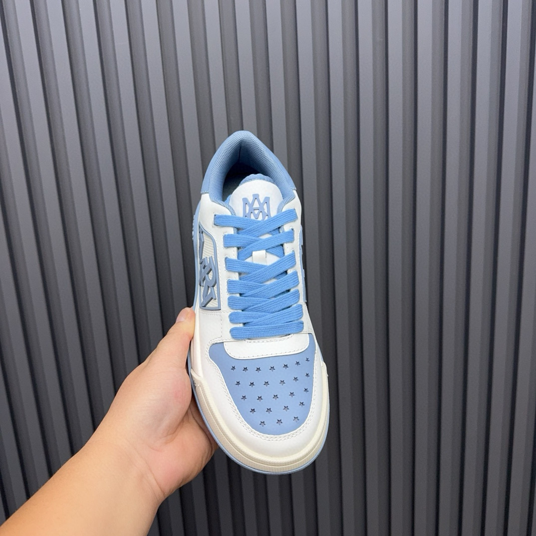 2024 Unisex Amiri Blue White Leather Sneakers MJ00360