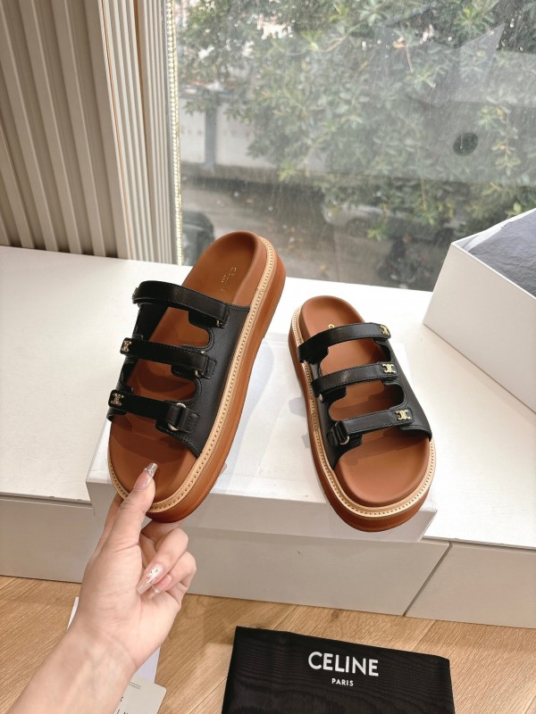 2025 CELINE Black Leather Slippers