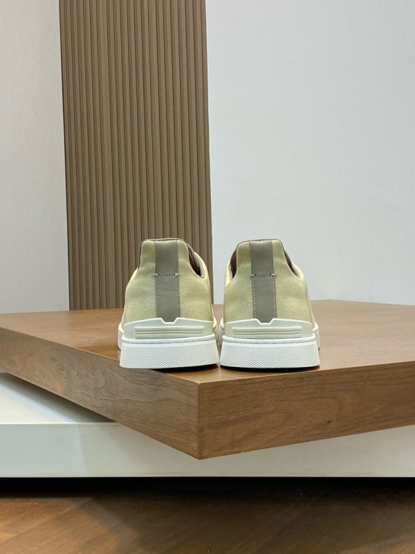 2024 Unisex Ermenegildo Zegna Beige Leather Fabric Sneaker MJ00280