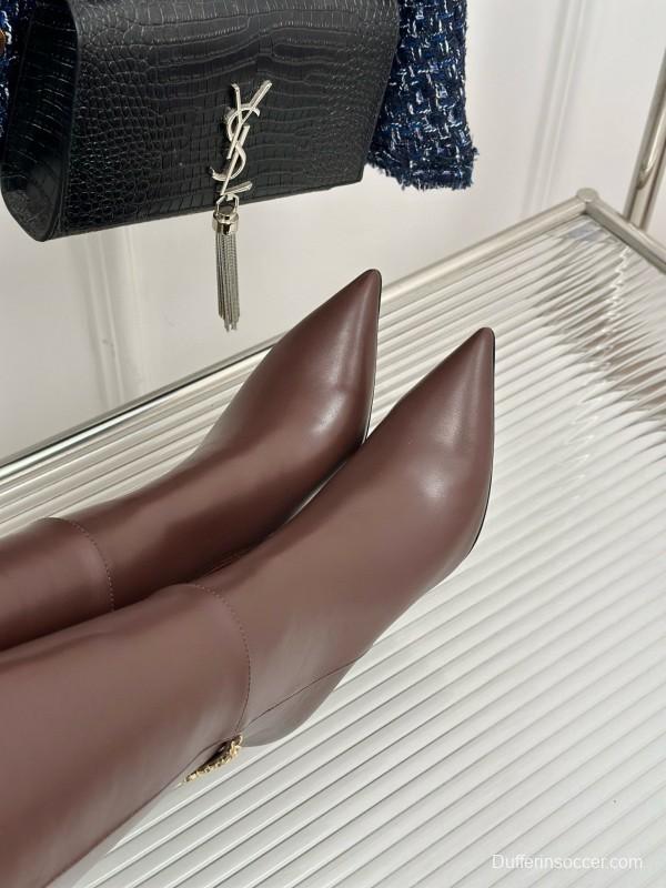 2024 Women Gucci brown leather boots chain MJ00550