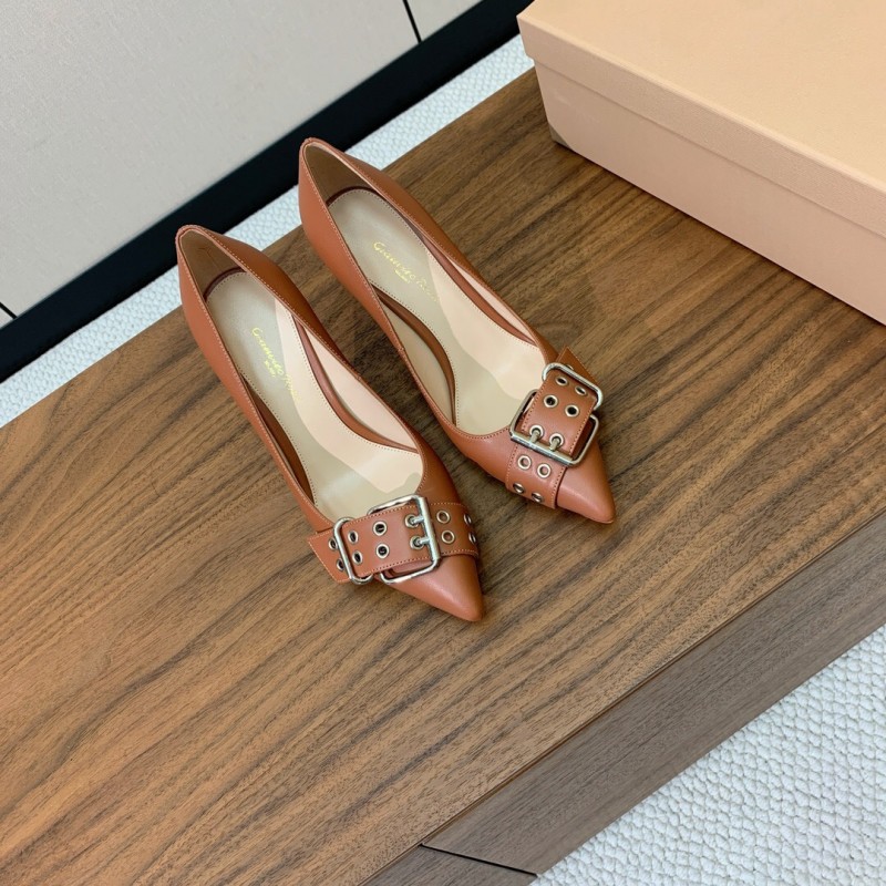 2025 Women Gianvito Rossi Brown Leather Heels KFY00300