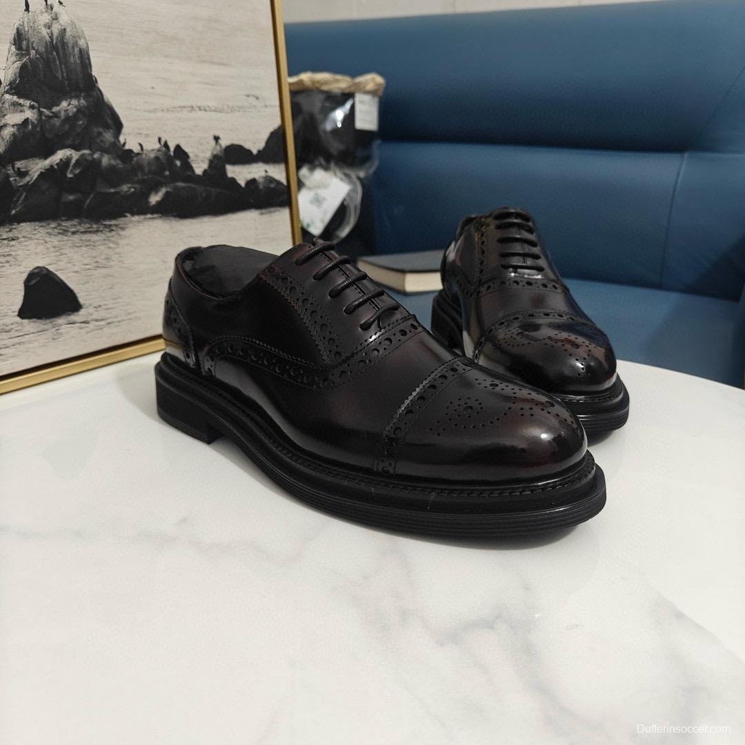2024 Men Dolce & Gabbana Black Leather Derby MJ00420