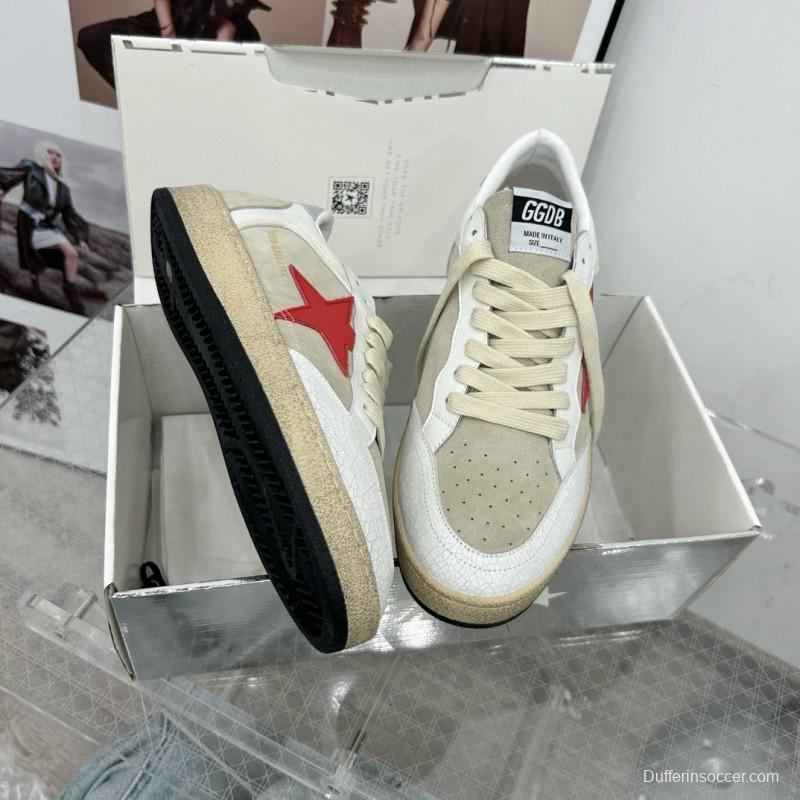 2024 Unisex GGDB White Beige Red Suede Leather Low-Top Sneakers MJ00260