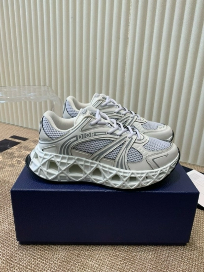 2024 Unisex Dior Beige Grey White Leather Mesh Sneakers MJ00400