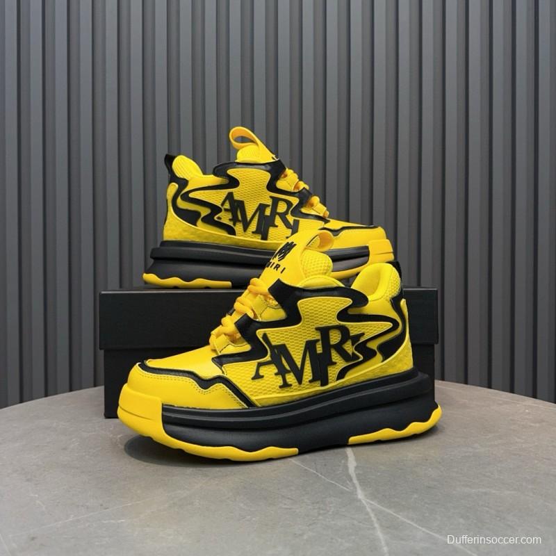 2024 Unisex Amiri Yellow Black Leather Sneakers MJ00410