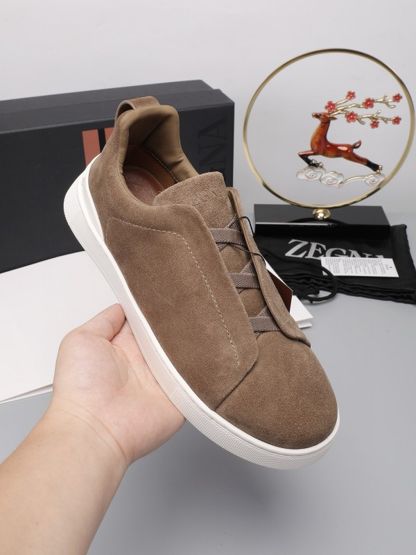 2024 Men Ermenegildo Zegna Brown Suede Sneakers MJ00240