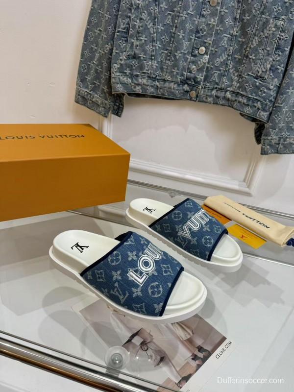 2025 Slippers Louis Vuitton Blue Denim Canvas Slippers LY