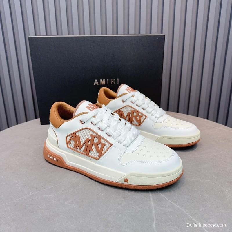 2025 Unisex Amiri White Brown Leather Sneakers MJ00360