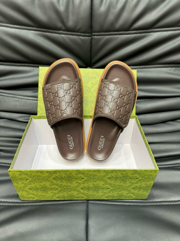 2024 Slippers Gucci Brown Leather Slippers MJ00200