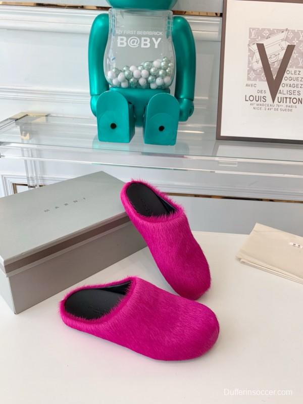 2024 Slippers Marni fuchsia pony hair slippers