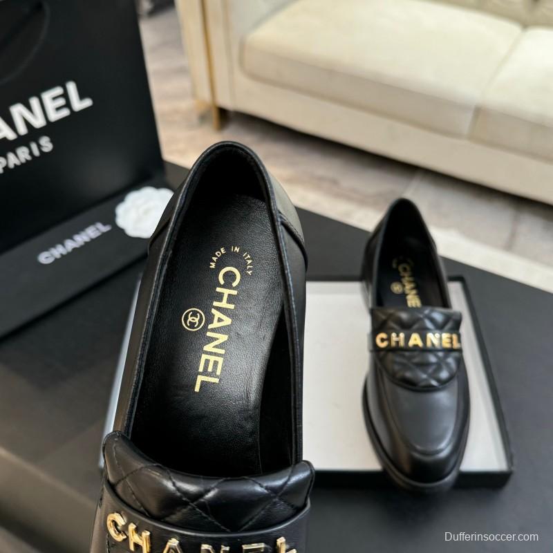 2025 Women Chanel Black Leather Loafer KFY00310